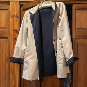 Rain jacket with navy Marino lining fully reversible
